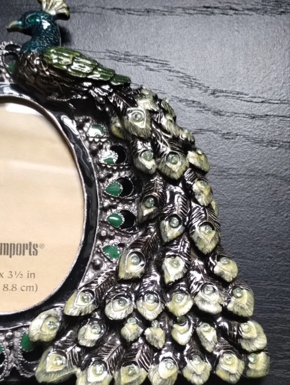 Pier 1 Green and Silver Peacock Tabletop Frame with Teal Accents